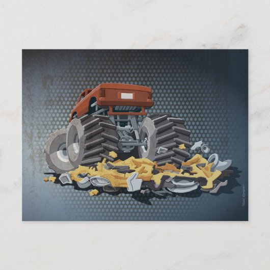 Postcard Monster Truck Crushed Car Grunge Postkarte (Vorderseite)