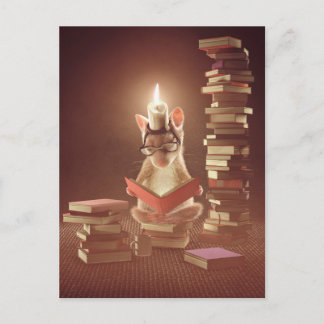 Postcard: Mouse reading a book Postkarte