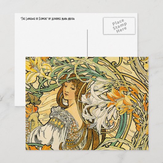 Postcard: Mucha - Language of Flowers Postkarte (Vorne/Hinten)