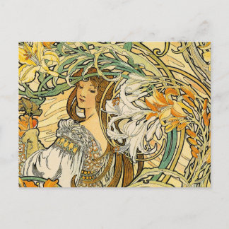 Postcard: Mucha - Language of Flowers Postkarte
