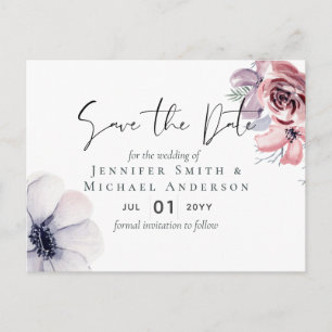 Postcard Navy Blue Coral Floral Speichern Sie die  Postkarte