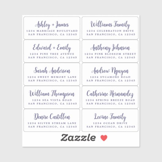 Postcard Navy Blue Script Guest Address Labels (Blatt)