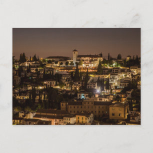 Postcard Night view von Alhambra de Granada Spanie Postkarte