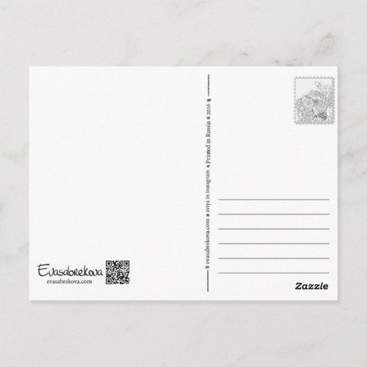 Postcard Peony Bunny Postkarte (Rückseite)