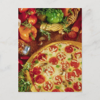 POSTCARD PEPPERONI PIZZA POSTKARTE