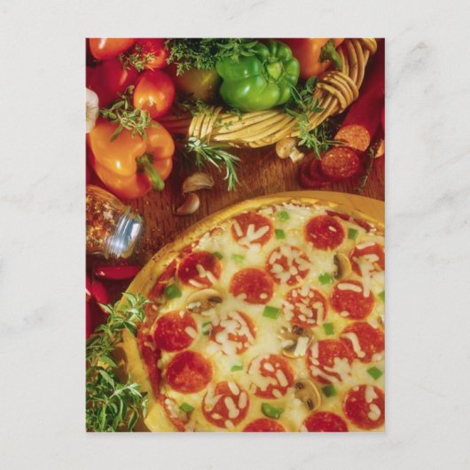 POSTCARD PEPPERONI PIZZA POSTKARTE (Vorderseite)