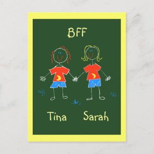 Postcard Personalized BFF Friendship Expression PC Postkarte