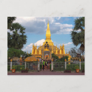 Postcard Pha Than Luang Dea Vientiane Laos Postkarte
