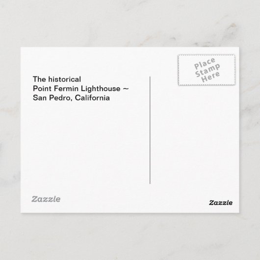 Postcard Point Fermin Leuchtturm San Pedro CA Park Postkarte (Rückseite)