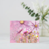 Postcard Postkarte Blumen, rosa (Stehend Vorderseite)