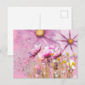 Postcard Postkarte Blumen, rosa (Vorne/Hinten)