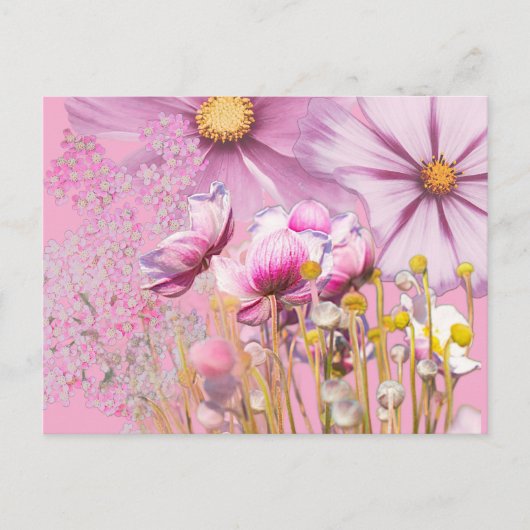 Postcard Postkarte Blumen, rosa (Vorderseite)