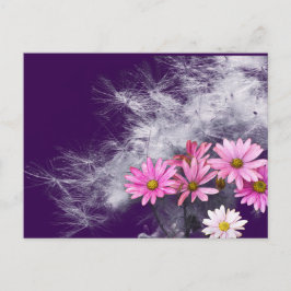 Postcard Postkarte Blumen und Distelsamen