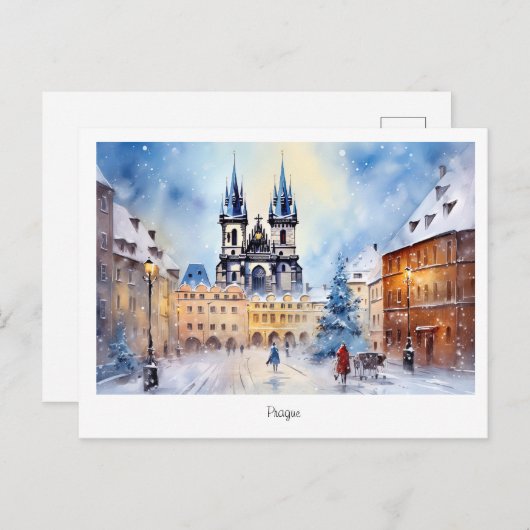 Postcard Prag Weihnachtsnacht in Tschechien Postkarte (Vorne/Hinten)