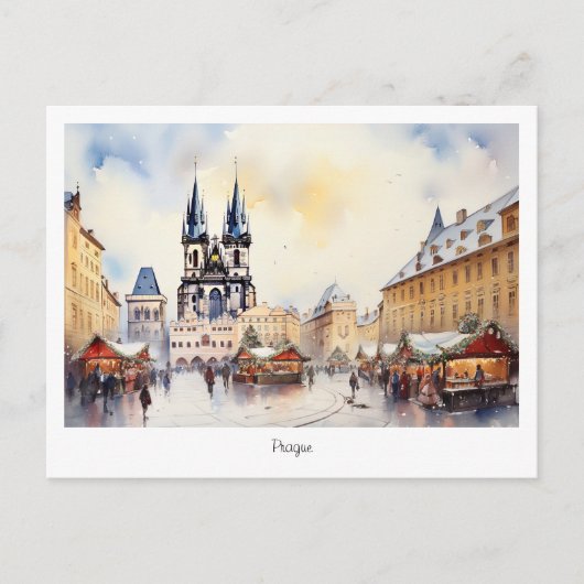 Postcard Prag Weihnachtsnacht in Tschechien Postkarte (Vorderseite)