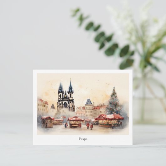 Postcard Prag Weihnachtsnacht in Tschechien Postkarte (Stehend Vorderseite)