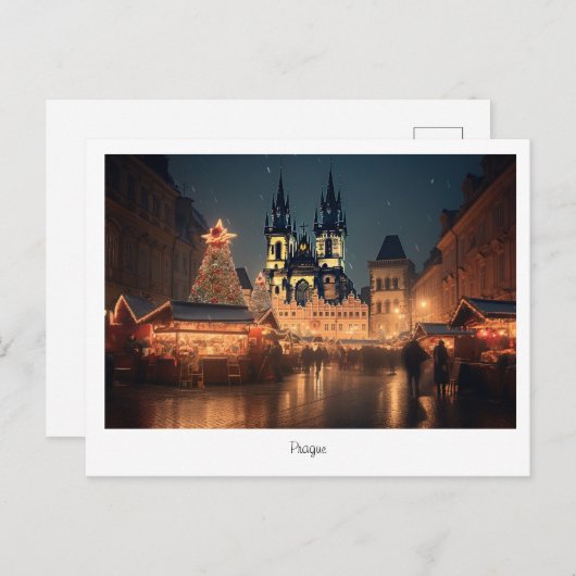 Postcard Prag Weihnachtsnacht in Tschechien Postkarte (Vorne/Hinten)