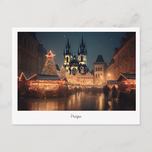 Postcard Prag Weihnachtsnacht in Tschechien Postkarte (Vorderseite)