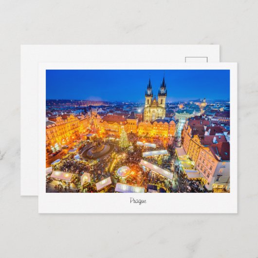 Postcard Prag Weihnachtsnacht in Tschechien Postkarte (Vorne/Hinten)