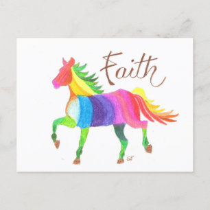 Postcard Rainbow Faith Pferd von Sherry Jarvis Postkarte
