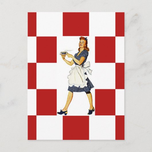 Postcard Retro checkers Squares Diner Til Look Postkarte (Vorderseite)