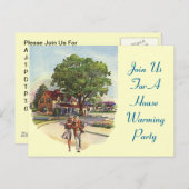 Postcard Retro Couple House Erwärmung Party lädt e Einladungspostkarte (Vorne/Hinten)