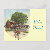 Postcard Retro Couple Wir haben die neue Address-Z Ankündigungspostkarte (Vorderseite)