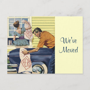 Postcard Retro Couple Wir haben ihre & Zuhause ver Ankündigungspostkarte