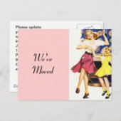 Postcard Retro Fun Mama Daughter Neue Adresse Ankündigungspostkarte (Vorne/Hinten)