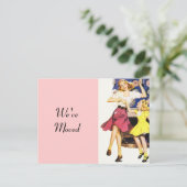 Postcard Retro Fun Mama Daughter Neue Adresse Ankündigungspostkarte (Stehend Vorderseite)