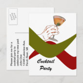 Postcard Retro Housewarming Cocktail Party Martini Einladungspostkarte (Vorne/Hinten)