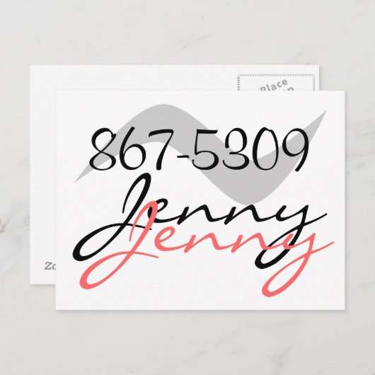 Postcard Retro Jenny 867-5309 für einen guten Anru Postkarte (Vorne/Hinten)