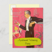 Postcard Retro Man Toast Toasts Housewarming Party Einladungspostkarte (Vorne/Hinten)