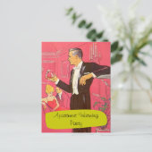 Postcard Retro Man Toast Toasts Housewarming Party Einladungspostkarte (Stehend Vorderseite)