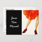 Postcard Retro Marilyn Red Dress Moved New Address Ankündigungspostkarte (Vorne/Hinten)
