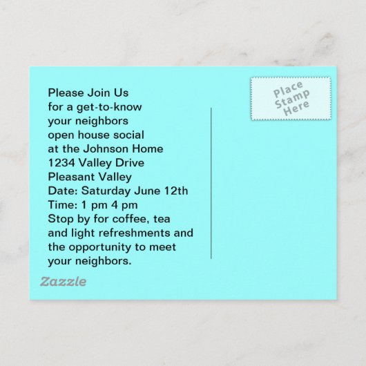 Postcard Retro Neighbhood Social Block Party PC Einladungspostkarte (Rückseite)