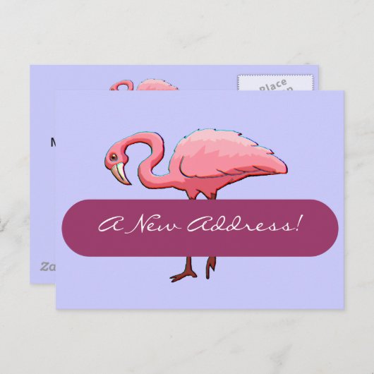 Postcard Retro Rosa Flamingo Neue Adresse Ankündig Ankündigungspostkarte (Vorne/Hinten)