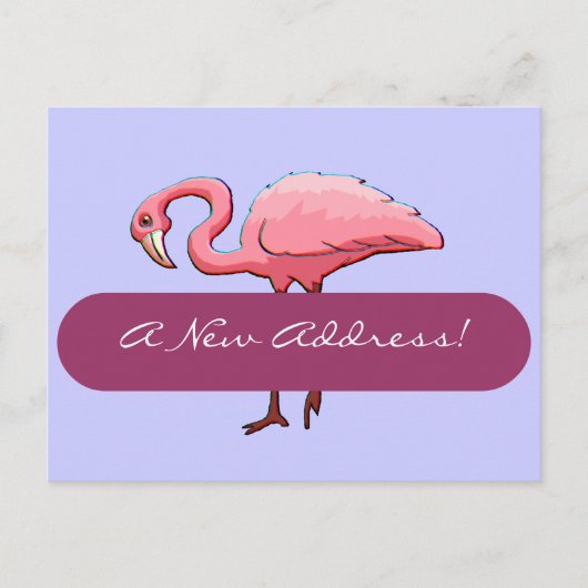Postcard Retro Rosa Flamingo Neue Adresse Ankündig Ankündigungspostkarte (Vorderseite)