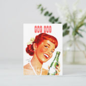 Postcard Retro Stilvolles Gal mit Soda PUN FUN Pop Postkarte (Stehend Vorderseite)