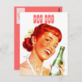 Postcard Retro Stilvolles Gal mit Soda PUN FUN Pop Postkarte (Vorne/Hinten)
