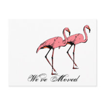 Postcard Retro Wir haben neue Adresse Flamingo PC