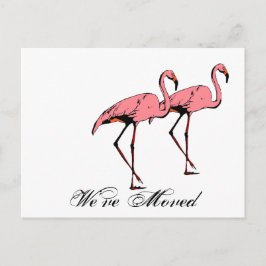 Postcard Retro Wir haben neue Adresse Flamingo PC  Ankündigungspostkarte