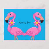 Postcard Rosa Flamingo Floral Vermisst Sie! Postkarte (Vorderseite)