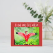 Postcard - Rosa Flamingo - Ich Liebe Sie so viel! Postkarte (Stehend Vorderseite)