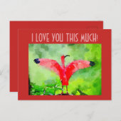 Postcard - Rosa Flamingo - Ich Liebe Sie so viel! Postkarte (Vorne/Hinten)