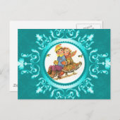 Postcard Schlittenfahrt oder Ihr Foto Icy Blue Fra Postkarte (Vorne/Hinten)