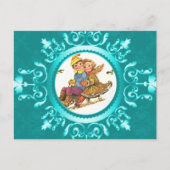 Postcard Schlittenfahrt oder Ihr Foto Icy Blue Fra Postkarte (Vorderseite)