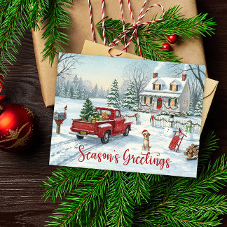 Postcard Season’s Greetings Christmas Watercolor Feiertagspostkarte