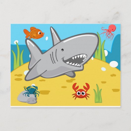 Postcard Shark Crabs Fisch Ozean Postkarte (Vorderseite)