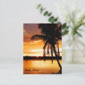 Postcard Silhouette Palm Tree, Orange Sunset Sky Postkarte (Stehend Vorderseite)